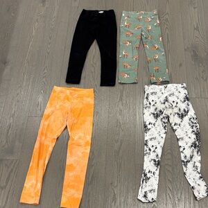 Kids Leggings Set - Black, Green, Orange, and White